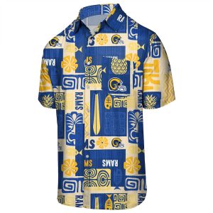 Men’s Los Angeles Rams FOCO Tiki Floral Button-Up Woven Shirt