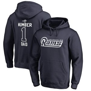 Men’s Los Angeles Rams NFL Pro Line Navy Number 1 Dad Pullover Hoodie