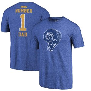 Men’s Los Angeles Rams Royal Greatest Dad Retro Tri-Blend T-Shirt