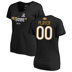 Women’s Black 2020 NFC Pro Bowl Custom Player Name & Number Slim Fit V-Neck T-Shirt