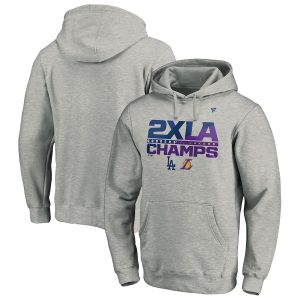 Los Angeles Heather Gray 2020 Dual Champions 2x Pullover Hoodie