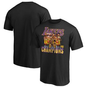 Los Angeles Lakers Black 2020 NBA Finals Champions Team Caricature T-Shirt