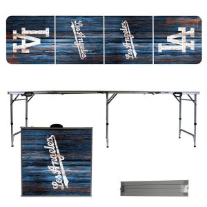 Los Angeles Dodgers Weathered Design 8′ Portable Folding Tailgate Table