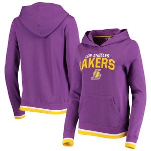 New Era Los Angeles Lakers Women’s Purple Fleece Chenille Flocking Pullover Hoodie