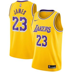 Nike LeBron James Los Angeles Lakers Youth Gold 2018/19 Swingman Jersey