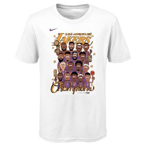 Nike Los Angeles Lakers Youth White 2020 NBA Finals Champions Roster T-Shirt