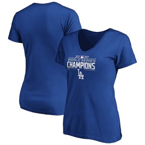 Women’s Los Angeles Dodgers 2020 World Series Champions Logo V-Neck T-Shirt